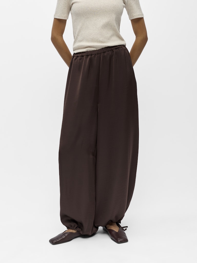 OBJCHILLI SUPER WIDE PANTS - Seal Brown