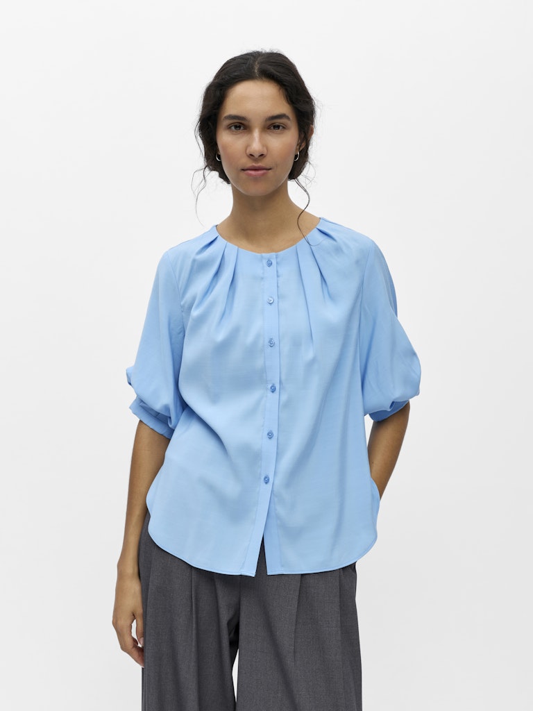 OBJANASTASIA 2/4 PLEAT SHIRT SS - Little Boy Blue