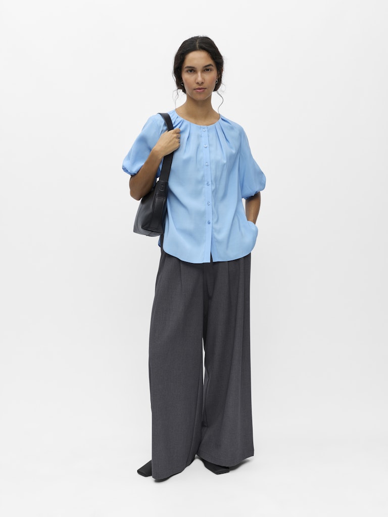 OBJANASTASIA 2/4 PLEAT SHIRT SS - Little Boy Blue