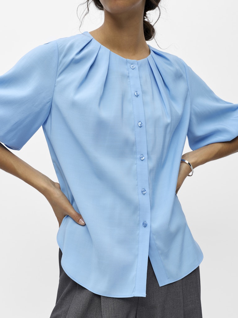 OBJANASTASIA 2/4 PLEAT SHIRT SS - Little Boy Blue