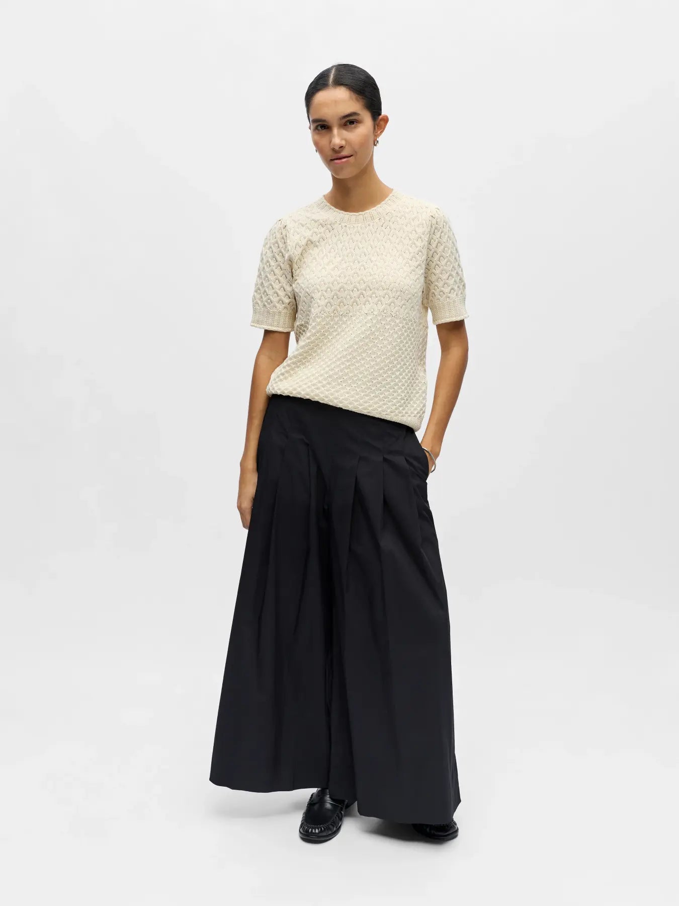 OBJNOA S/S RE KNIT PULLOVER - Birch