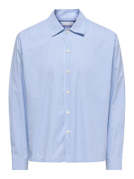 ONSOPALINE RELAX LS SHIRT - Bright White/Blue Stripes