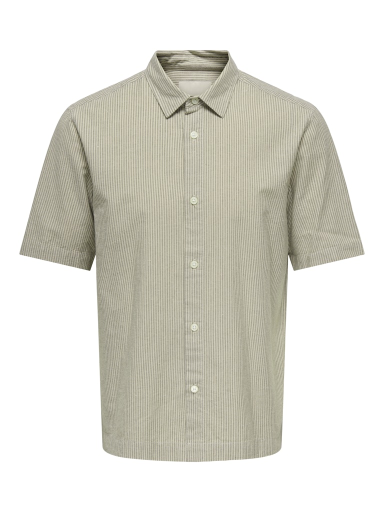 ONSROBINSON REG SS 032 SHIRT - Olive Night/Silver Lining Stripes