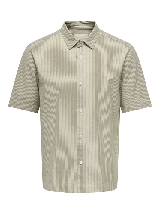 ONSROBINSON REG SS 032 SHIRT - Olive Night/Silver Lining Stripes
