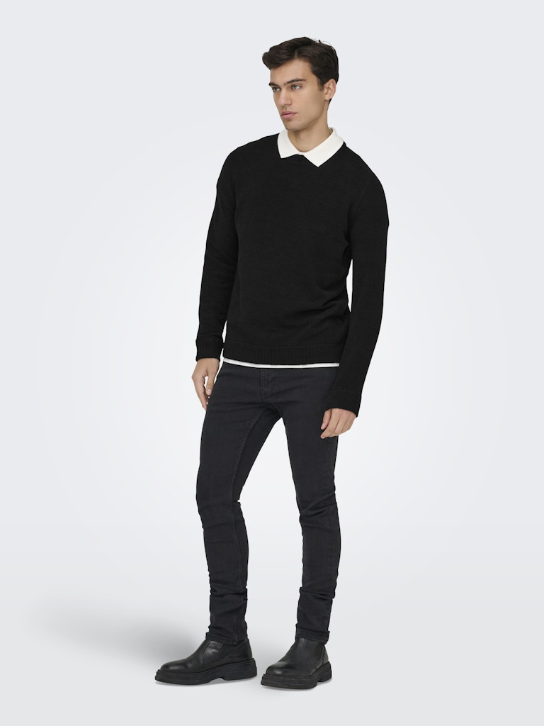 ONSETHAN REG 7 CREW KNIT - Black
