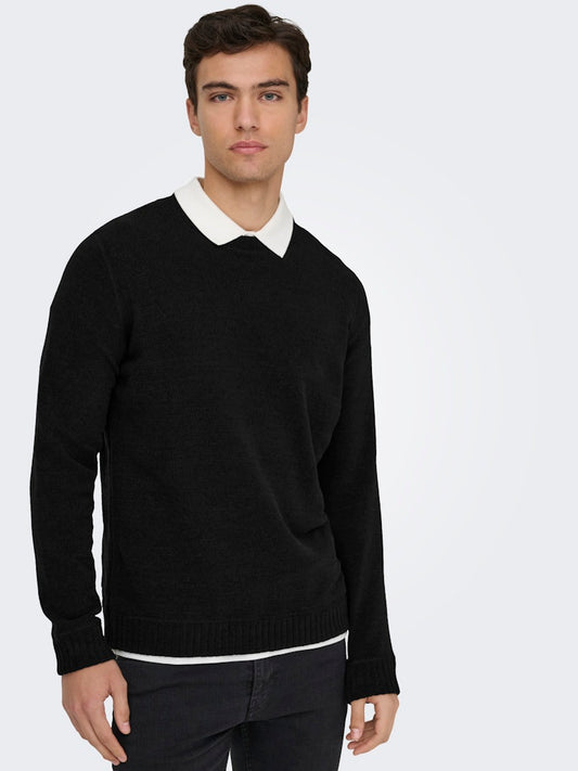 ONSETHAN REG 7 CREW KNIT - Black