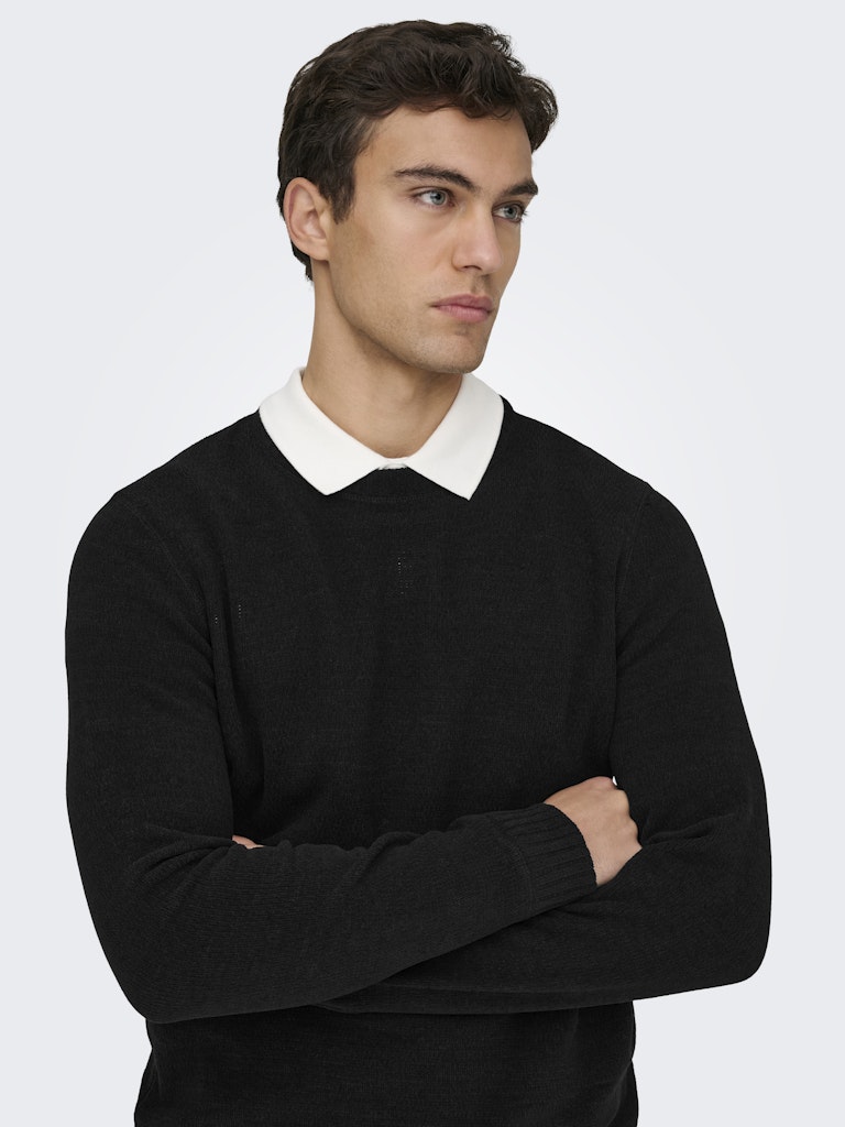 ONSETHAN REG 7 CREW KNIT - Black