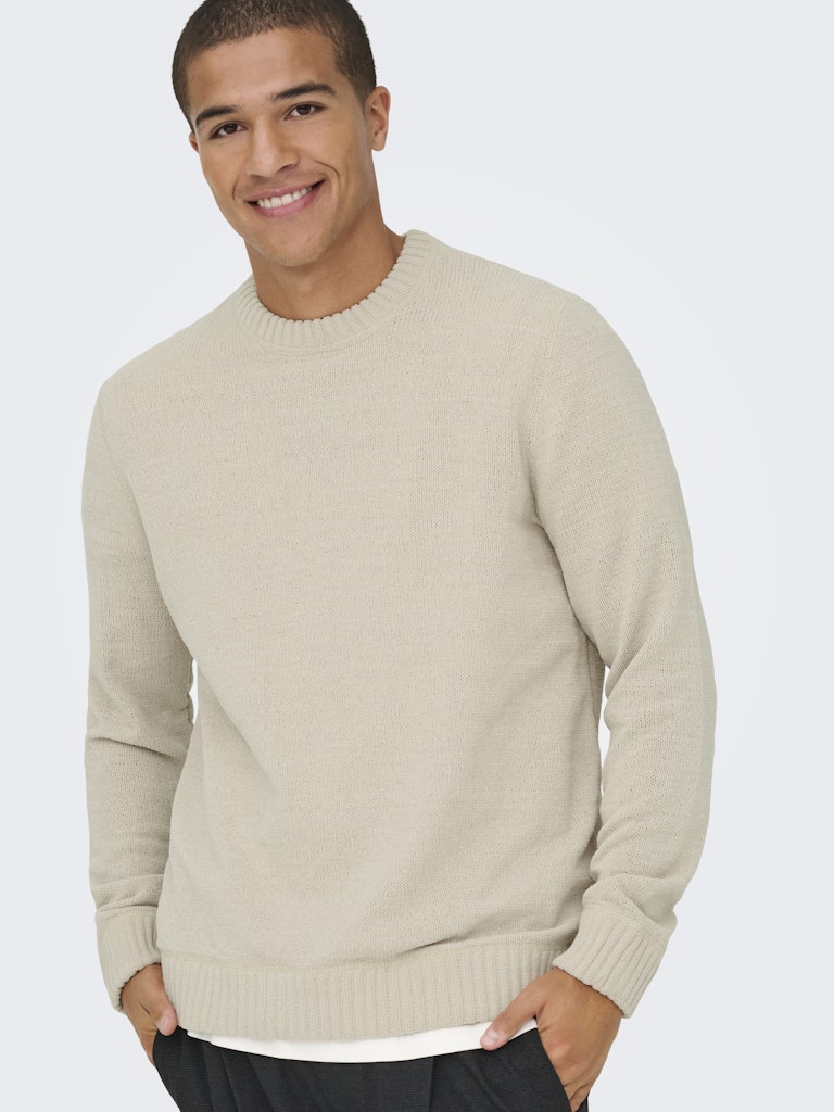 ONSETHAN REG 7 CREW KNIT - Silver Lining