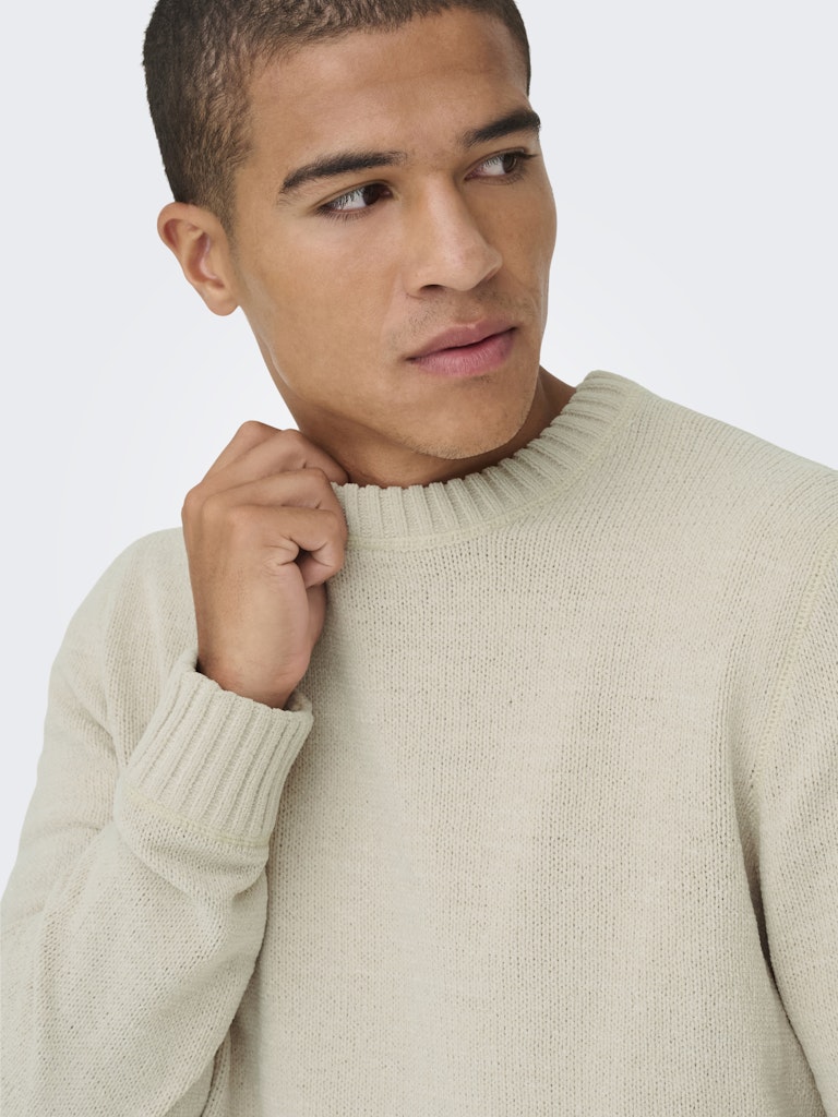 ONSETHAN REG 7 CREW KNIT - Silver Lining