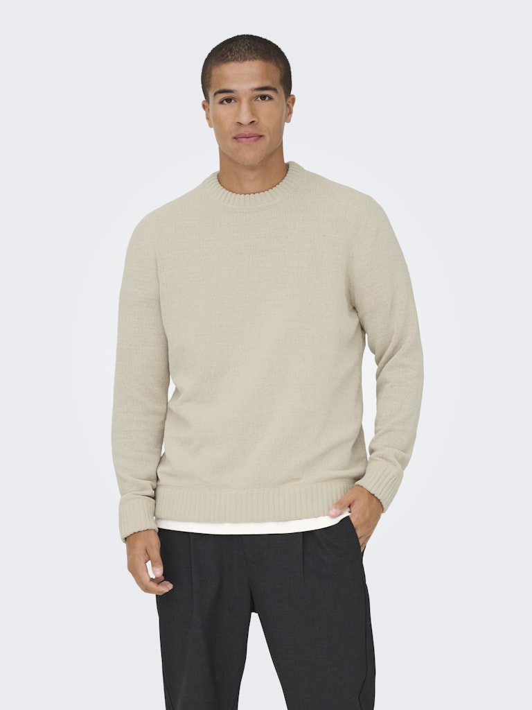 ONSETHAN REG 7 CREW KNIT - Silver Lining