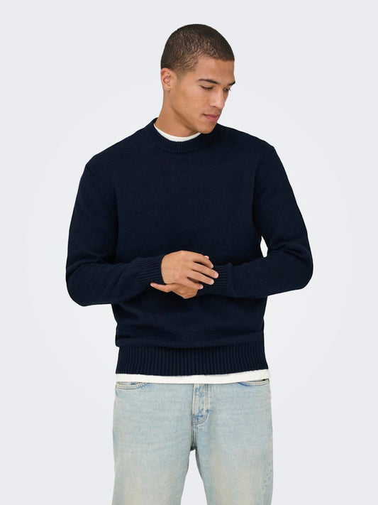 ONSJAMES RLX CREW KNIT - Dark Sapphire