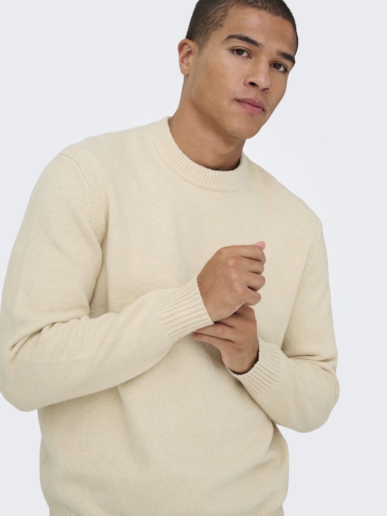 ONSJAMES RLX CREW KNIT - Oatmeal
