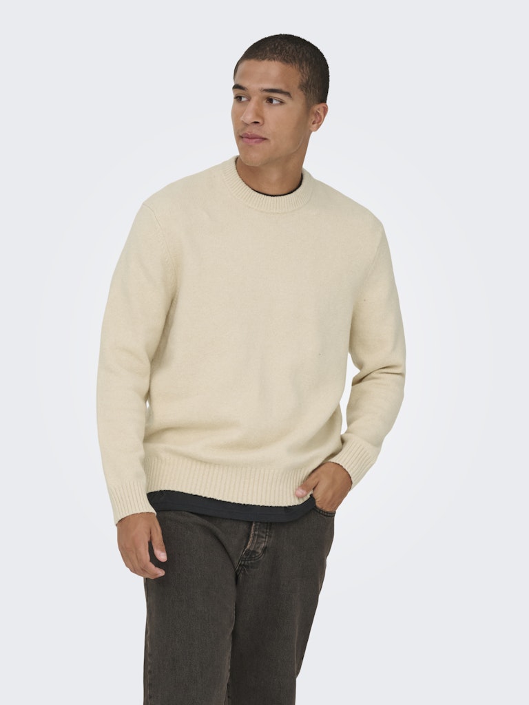 ONSJAMES RLX CREW KNIT - Oatmeal