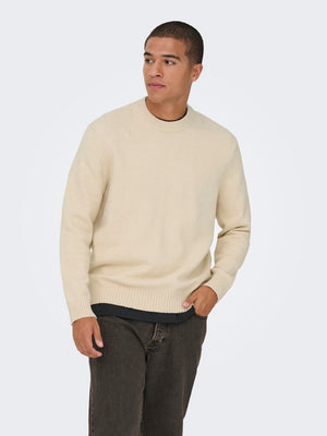 ONSJAMES RLX CREW KNIT - Oatmeal