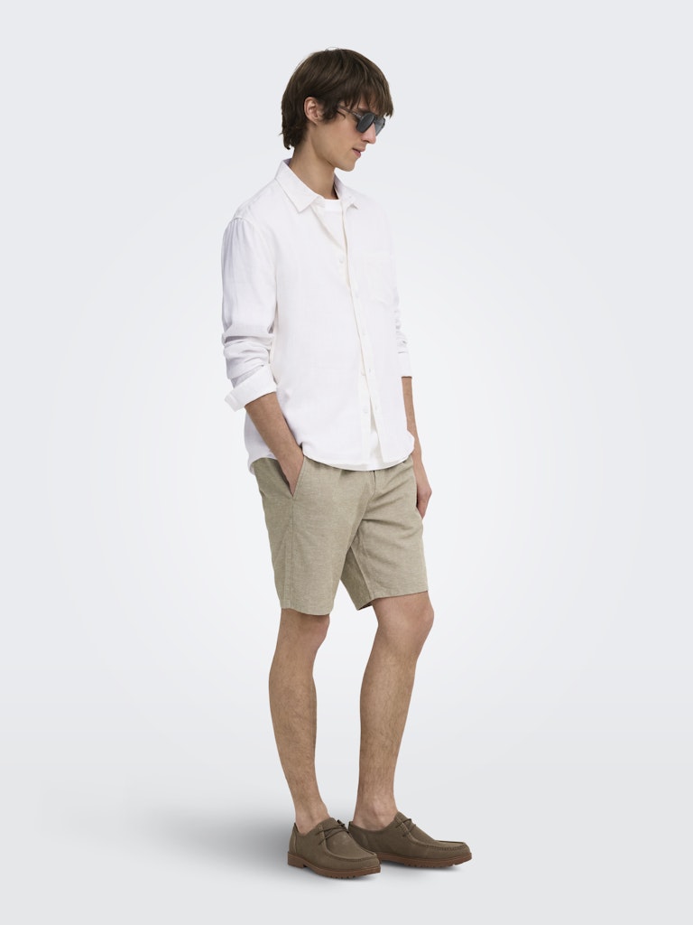 ONSLINUS 0007 COT LIN SHORTS - Coriander