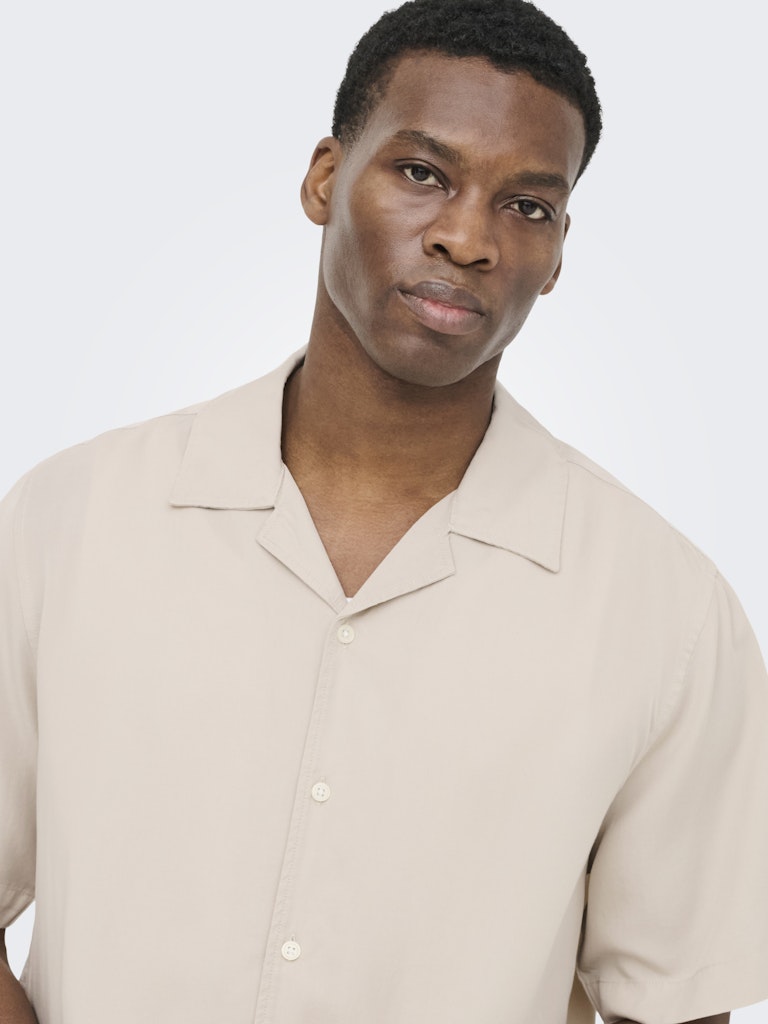 ONSPERU SS REG TENCEL SHIRT - Silver Lining