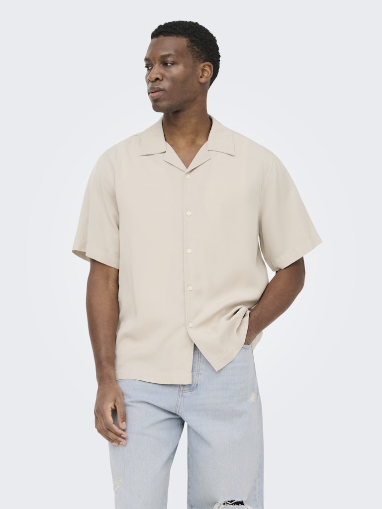 ONSPERU SS REG TENCEL SHIRT - Silver Lining