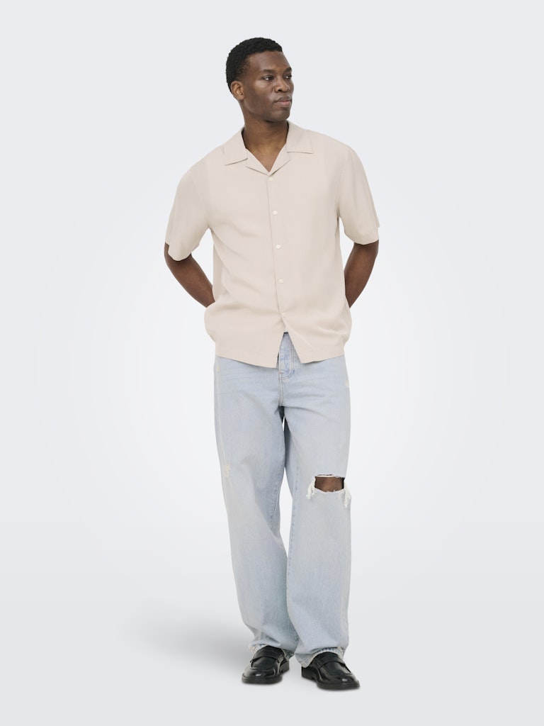ONSPERU SS REG TENCEL SHIRT - Silver Lining