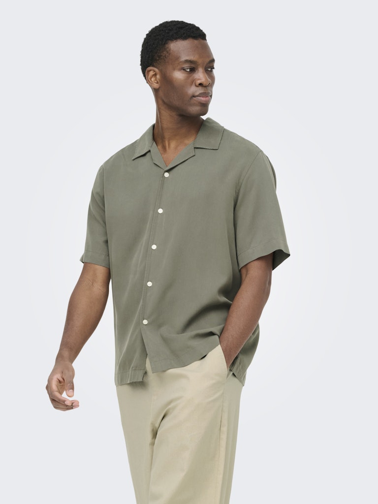ONSPERU SS REG TENCEL SHIRT - Castor Gray