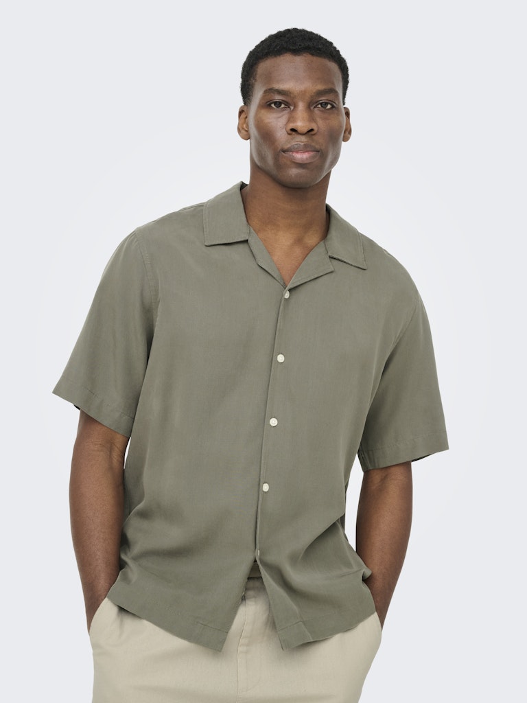 ONSPERU SS REG TENCEL SHIRT - Castor Gray