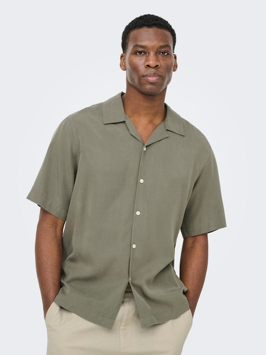 ONSPERU SS REG TENCEL SHIRT - Castor Gray