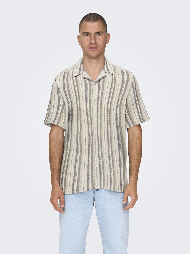 ONSTREV LIFE REG STRIPE SS SHIRT - Gardenia