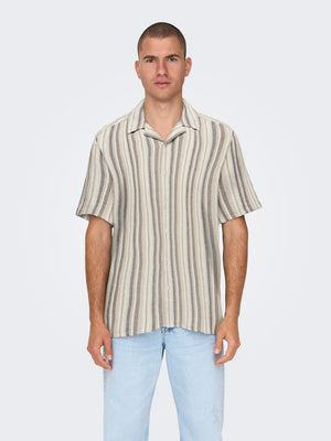 ONSTREV LIFE REG STRIPE SS SHIRT - Gardenia