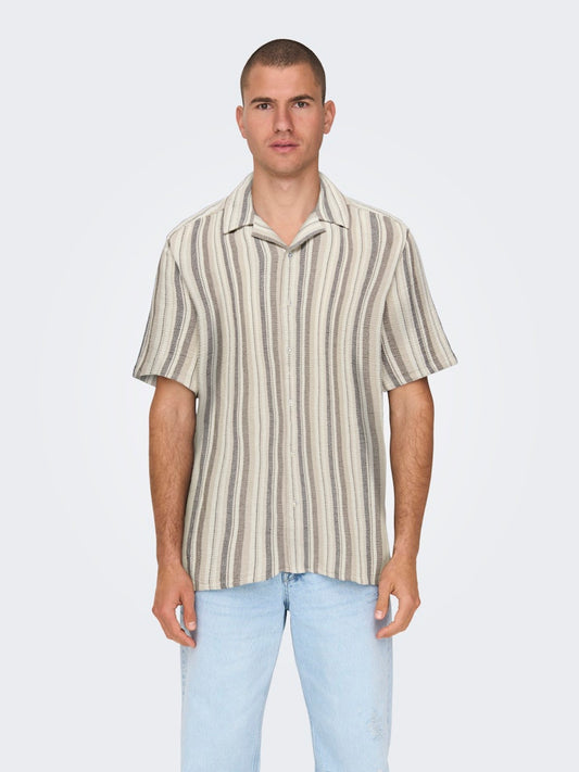 ONSTREV LIFE REG STRIPE SS SHIRT - Gardenia