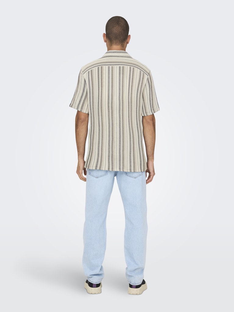 ONSTREV LIFE REG STRIPE SS SHIRT - Gardenia