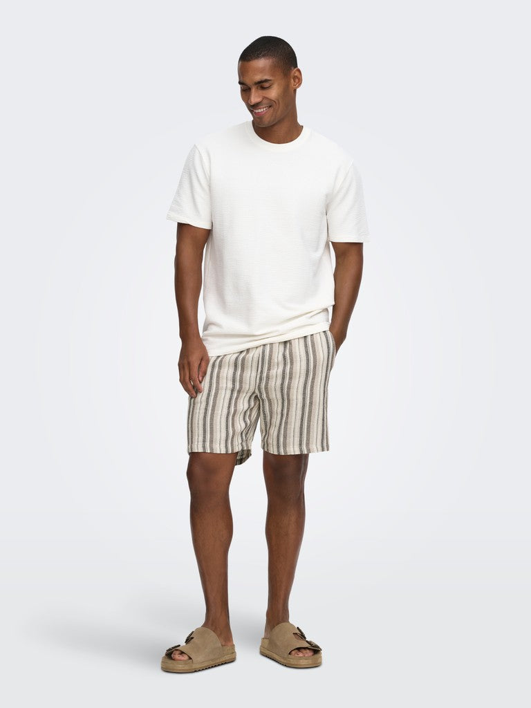 ONSTREV LIFE REG STRUC STRIPE SHORTS - Gardenia