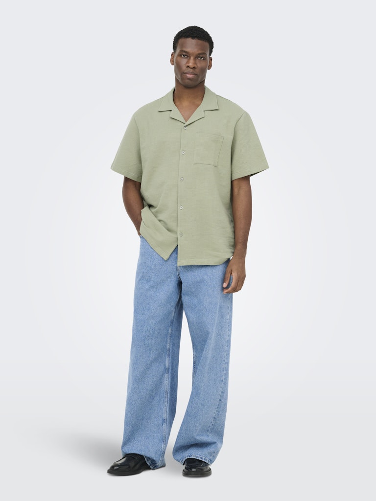 ONSKIAN LIFE SEERSUCKER SS SHIRT - Seagrass