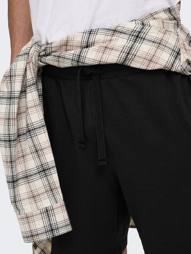 ONSKIAN LIFE REG SEERSUCKER SHORTS - Black