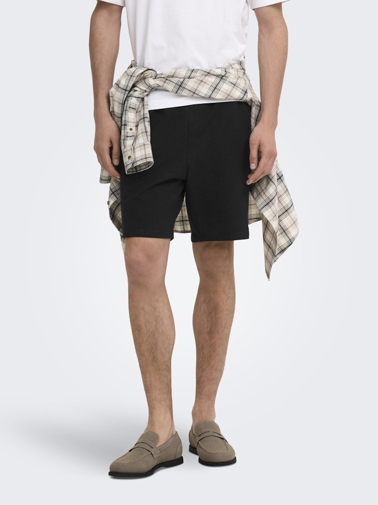 ONSKIAN LIFE REG SEERSUCKER SHORTS - Black