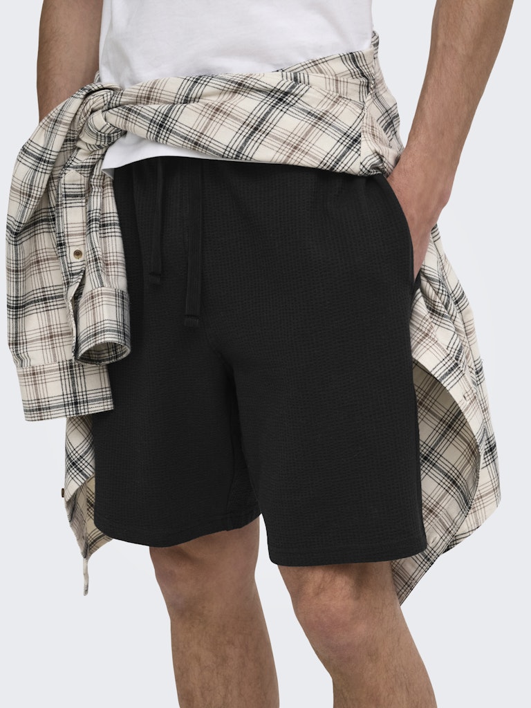ONSKIAN LIFE REG SEERSUCKER SHORTS - Black