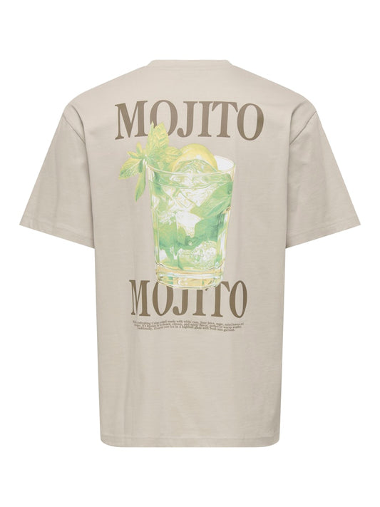 ONSFRED LIFE RLX SS PRINT TEE - Silver Lining/Mojito