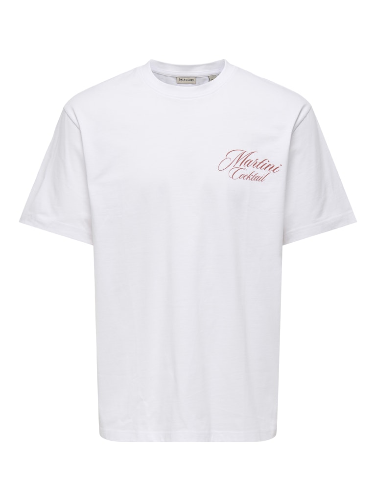 ONSFRED LIFE RLX SS PRINT TEE - Bright White/Martini