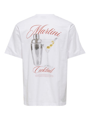 ONSFRED LIFE RLX SS PRINT TEE - Bright White/Martini