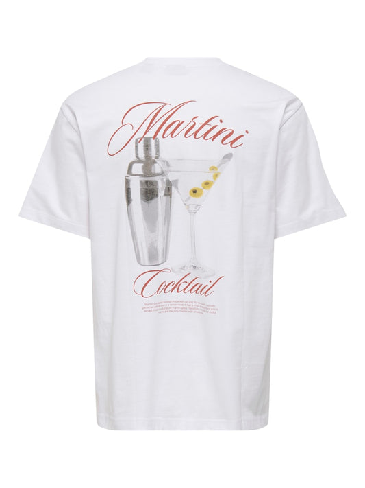 ONSFRED LIFE RLX SS PRINT TEE - Bright White/Martini