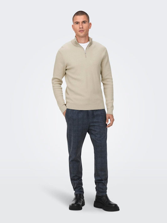 ONSPHIL REG 12 STRUC HALF ZIP KNIT - Silver Lining