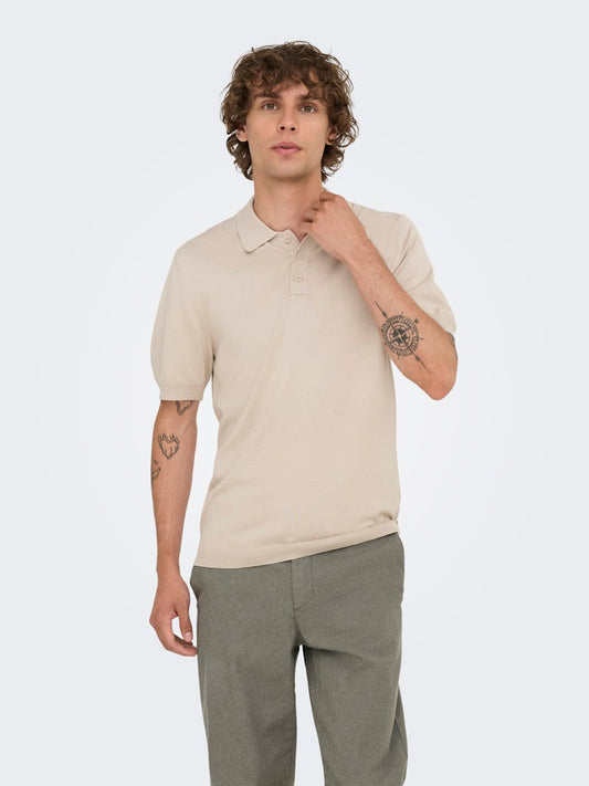 ONSWYLER LIFE REG 14 SS POLO KNIT - Silver Lining