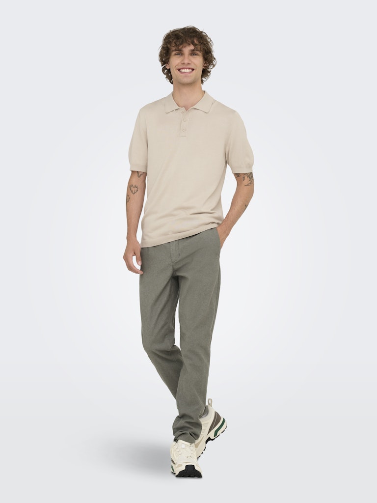 ONSWYLER LIFE REG 14 SS POLO KNIT - Silver Lining