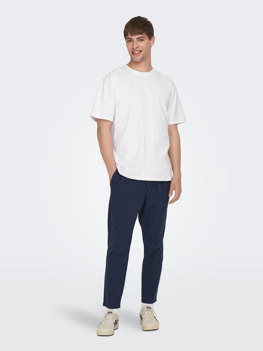 ONSLINUS CROP 0007 COT LIN PANT - Dark Navy
