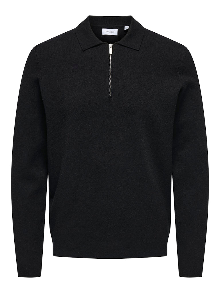 ONSCOOPER REG LS 12 HALF ZIP POLO - Black