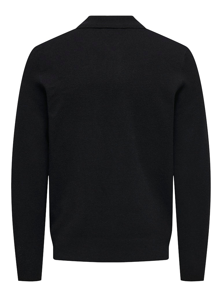 ONSCOOPER REG LS 12 HALF ZIP POLO - Black