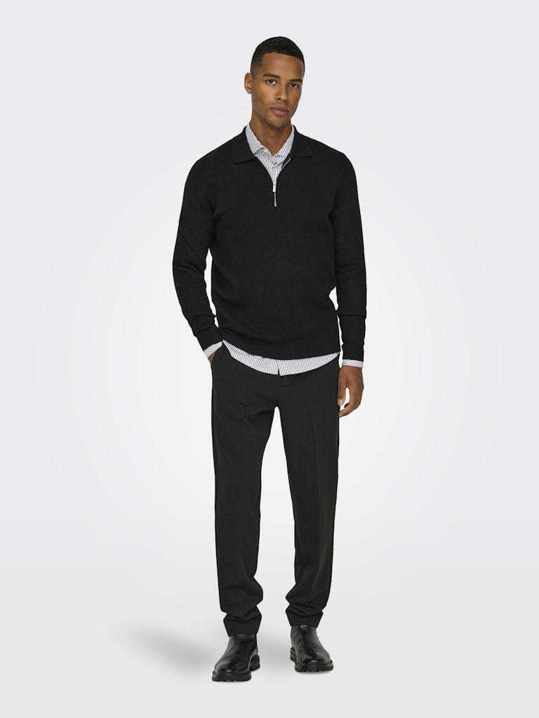 ONSCOOPER REG LS 12 HALF ZIP POLO - Black