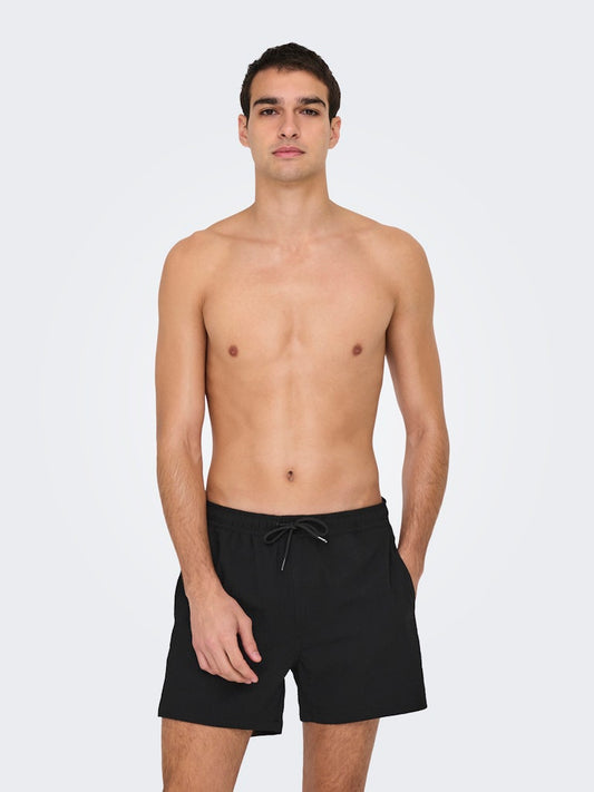 ONSTED LIFE SOLID SEERSUCKER SWIM - Black