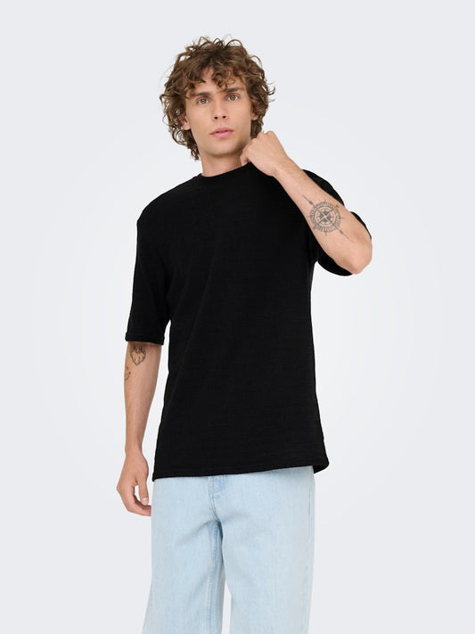 ONSGIVO REG 12 SS CREW KNIT - Black