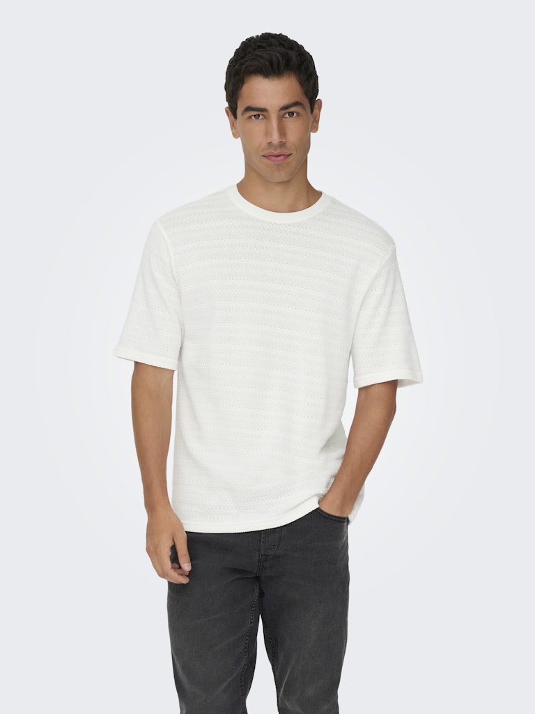 ONSGIVO REG 12 SS CREW KNIT - Cloud Dancer