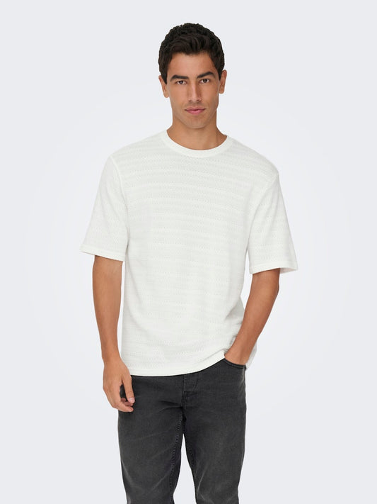 ONSGIVO REG 12 SS CREW KNIT - Cloud Dancer