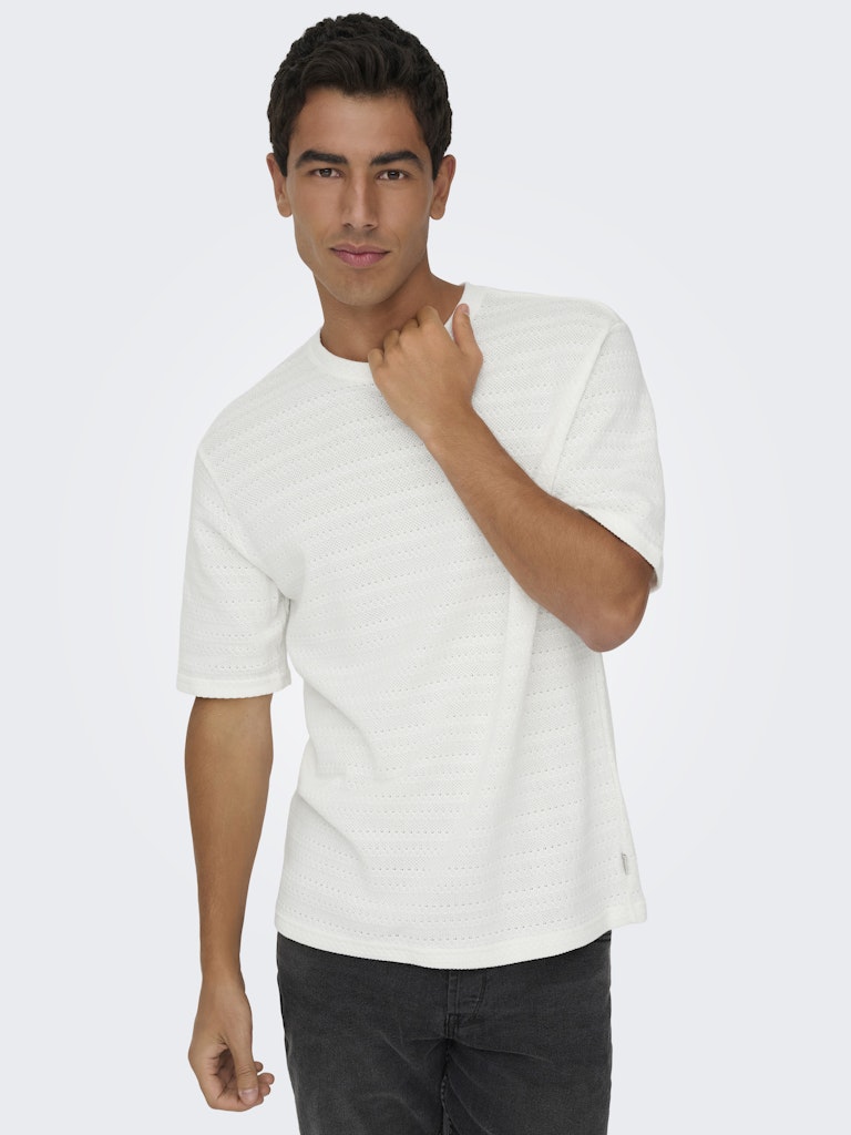 ONSGIVO REG 12 SS CREW KNIT - Cloud Dancer